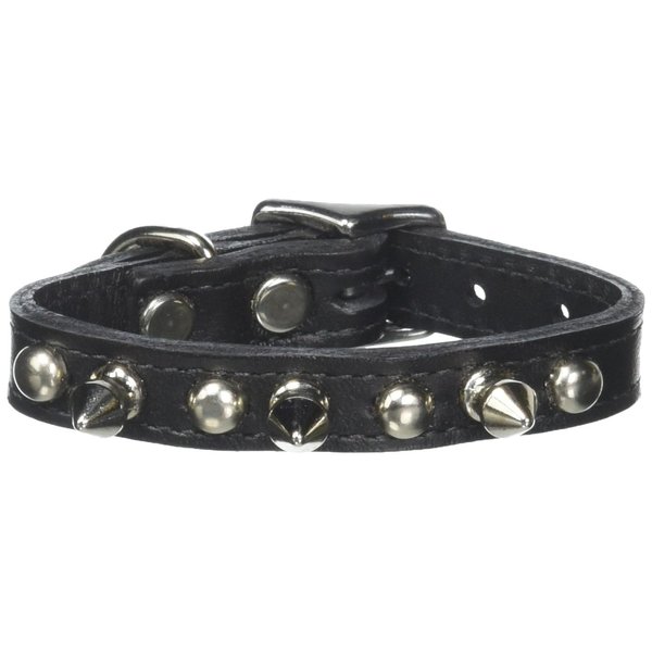 OmniPet 6079-BK10 Signature Leather Pet Collar with Spike and Stud Ornaments, Black, 1/2 by 10"