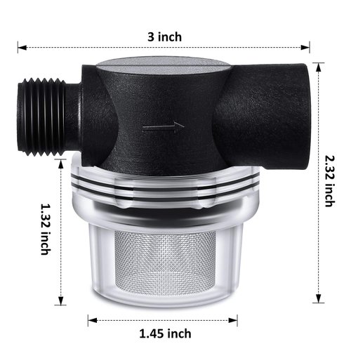 Water Pump Strainer Filter, RV Replacement 1/2 Twist-On Pipe Strainer with 50 Mesh Stainless Steel Filter Screen Compatible with WFCO or Shurflo Pumps (2 Pieces)