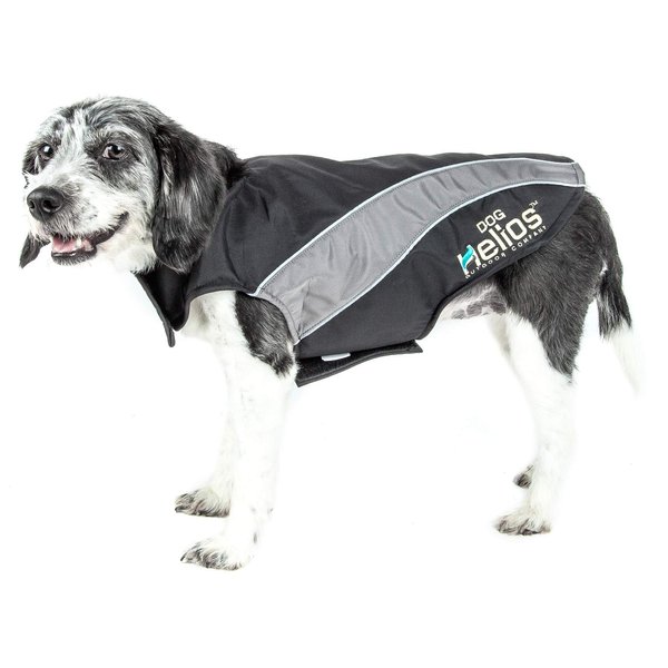 DOGHELIOS 'High Octane' Softshell Neoprene Polar Fleece Reflective Performance Pet Dog Coat Jacket w/Blackshark Technology, X-Small, Black, Grey…