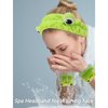 VELSCRUN 6 Pack Spa Headband, Makeup Headband, Face Wash Headband, Skincare Headbands, Green Sponge Hair Band Bow Tie Spa Headband for Washing Face Wristband Set Hair Accessories for Women Gifts
