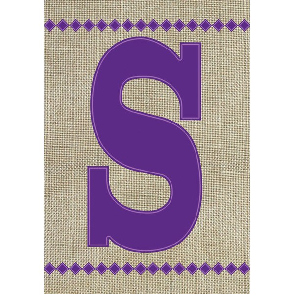 Toland Home Garden 140028 Monogram S Burlap Flag, Garden 12.5" x 18", Letter - S