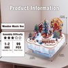 Wooden Music Box Puzzle – DIY Christmas Street View Rotating Music Box Kit, 3D Creative Musical Puzzle Craft Model, Holiday Desk Decor, for Adults, Birthday & Christmas