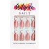 Artquee V French Tip Press on Nails Long Pink White Coffin Fake Nails Tips Glossy Full Cover Acrylic Nail Artificial Nail Art Reusable Stick on Nails Kit for Women - 30Pcs in 15 Sizes