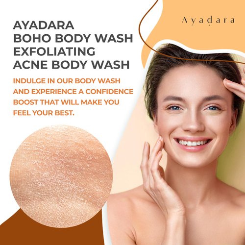 AYADARA Boho Body Acne Body Wash, 8oz, Back Acne Treatment Body Wash, Acne Body Wash With Hydrating Aloe Vera, Body Acne Wash that Hydrates Skin, Body Wash for Sensitive Skin Men and Women, 50+ Uses