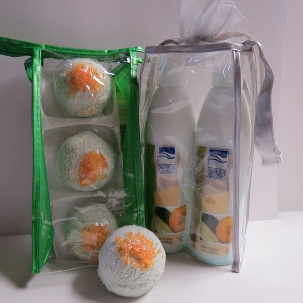 Bath Bomb Products - Bubble Bath Truffles: Cucumber/Melon 3 Pack Bath Truffles, 2 pack 8 oz Cucumber/Melon Hand and Body Massage Lotion by Dead Sea Spa Care, Bubble Bath, Bubble Truffles, Bath Truffle
