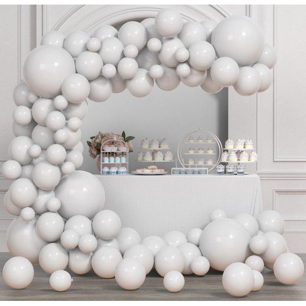 White Balloon Arch Kit, Thickened 100Pcs White Balloons Different Sizes 18/12/5 Inch for Birthday Party Graduation Bachelorette Anniversary Wedding Gender Reveal Baby Shower Decorations Supplies