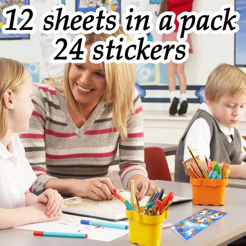 Unicorn Stickers - 12 Rainbow Unicorn Sticker Sheets - Magical Unicorn Party Favor Stickers for Kids Arts & Crafts, Unicorn Birthday, Rainbow Sticker - Decoration Fun Craft Kids Stickers for Girls