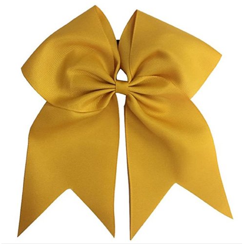 Cheer Bows Gold Cheerleading Softball - Gifts for Girls and Women Team Bow with Ponytail Holder Complete your Cheerleader Outfit Uniform Strong Hair Ties Bands Elastics by Kenz Laurenz (1)