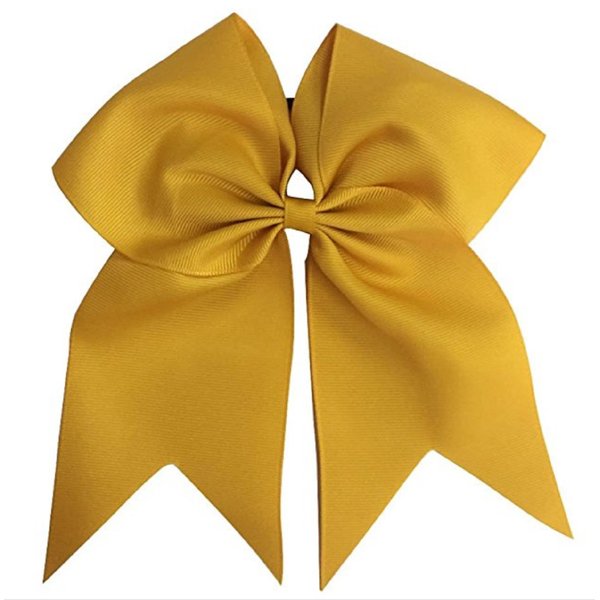 Cheer Bows Gold Cheerleading Softball - Gifts for Girls and Women Team Bow with Ponytail Holder Complete your Cheerleader Outfit Uniform Strong Hair Ties Bands Elastics by Kenz Laurenz (1)