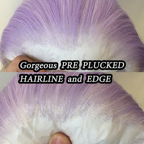 zigzag hair Light Purple Wig Long Straight Light Purple Lavender Synthetic Lace Front Wigs Pre Plucked with Natural Hairline for Fashion Women Heat Resistant Glueless Synthetic Lace Wig (Light Purple)