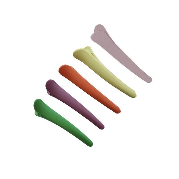 WHITEBRIDGE 5pcs Bow-shaped Hair Clips Band Hair Clips for Styling and Sectioning - Durable Anti-Slip Hair Clips - Plain Colorful Frosted Hair Clips for Girls