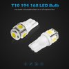 Partsam T10 LED Light Bulbs 5X White 161 168 194 Wedge Base Lights 5-5050-SMD for Cab Roof Running Marker Light LED Backup License Plate Parking Turn Signal Light