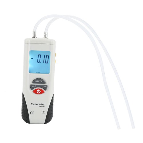 Digital Manometer HT-1890 Dual Port LCD Display Backlight Air Pressure Meter Differential Gauge Gas Pressure Tester with Storage Case 10Psi Pressure
