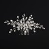 BERYUAN Pearls Rhinestone Hair Comb Women Girls Rhinestone Crystal Flowers Hair Comb Silver Teardrop Rhinestone Pearls Headpiece Wedding Headpiece for Women