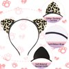Haakong 6Pcs Leopard Cat Ears Headband Leopard Ears Headband Glitter Flocking Cat Ears Headband for Woman and Girls Party Supplies
