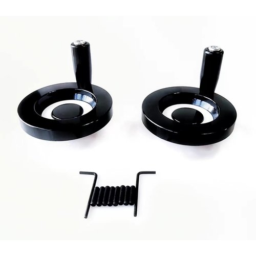 2 Pack Masmoc 4" Metal Handwheel Fit 1/2" Shaft of Table Saw Drill Press Lathe Turning CNC, Round Hand Wheel Crank Come with Set Screws and Disassemble Handle