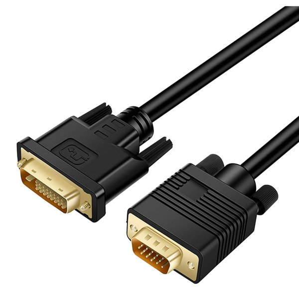 Kirzi DVI(Sources) to VGA (Display) Cable, Uni-Directional DVI-D 24+1 to VGA Cord, Gold-Plated Connectors, 1080P Full HD for HDTV, PC, Host, Laptop, Monitor, Projector, Black Cable (6.6ft)