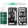 XIFEPFR Manicure Set - Cuticle Remover Cream, 19Pcs Nail Clipper Pedicure Kit, Professional Grooming Kit with Black Luxurious Travel Case, Stainless Steel Nail Kit for Men Women, Gifts for Women