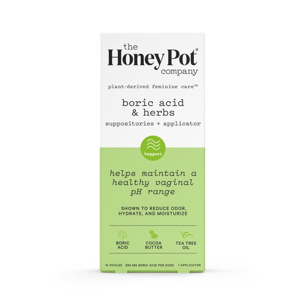 The Honey Pot Company 7 Day Boric Acid & Herbs Suppositories - Maintains and Balances Healthy Vaginal pH, Manages Odor, Hydrates, & Moisturizes. Gynecologist Approved.