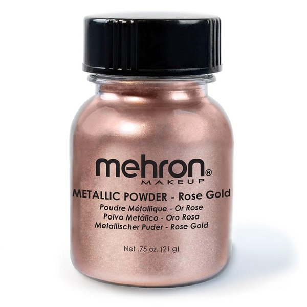 Mehron Makeup Metallic Powder | Metallic Chrome Powder Pigment for Face & Body Paint, Eyeshadow, and Eyeliner .75 oz (21 g) (Rose Gold)
