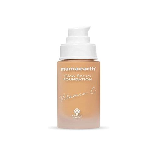 Mamaearth Glow Serum Foundation - Beige Glow Shade | with Vitamin C & Turmeric | Up to 12 Hour Buildable Coverage | Waterproof & Lightweight | 1.01 Fl Oz (30ml)