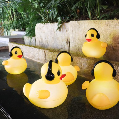 Floating Solar Lights, 16 inch Waterproof LED Pool Accessories, Glow Duck Inflatable Solar Powered Lights that Float for Pond,Hot tub,Party-2pcs