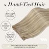 Full Shine Blonde Highlight Genius Weft Extensions For Women Color Golden Blonde Highlighted Medium Blonde Double Weft Sew In Human Hair Extensions Genius Weft Hair Extensions Human Hair 60G 22 Inch