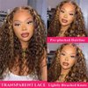 Fabimiya 5x5 Highlight P4/27 Brown Jerry Curly Lace Front Wigs Human Hair Dark Brown Jerry Curly Human Hair Wig 200% Density Brown Jerry Curly HD Lace Front Wigs Human Hair, 22 Inch