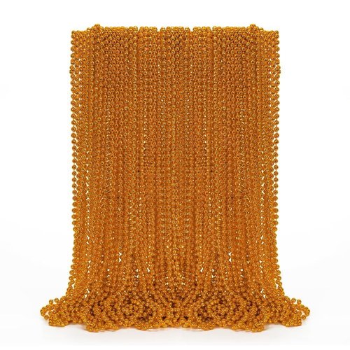 50PCS Bead Necklace, Orange Bead Necklaces Party Favors Bulk, 33" Mardi Gras Necklaces Women Men, Festival Parade Throw Accessories for Mardi Gras Halloween Wedding Party Celebrations Decorations