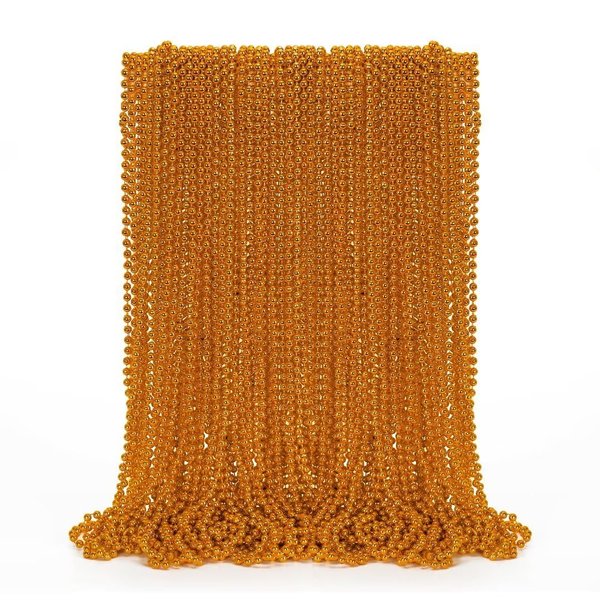 50PCS Bead Necklace, Orange Bead Necklaces Party Favors Bulk, 33" Mardi Gras Necklaces Women Men, Festival Parade Throw Accessories for Mardi Gras Halloween Wedding Party Celebrations Decorations