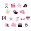 2pcs Pink Movie Night Party Garland – Easy-to-Assemble Popcorn, Camera & Film Themed Banners for Girls’ Birthdays, Baby Showers & Theater-Themed Celebrations