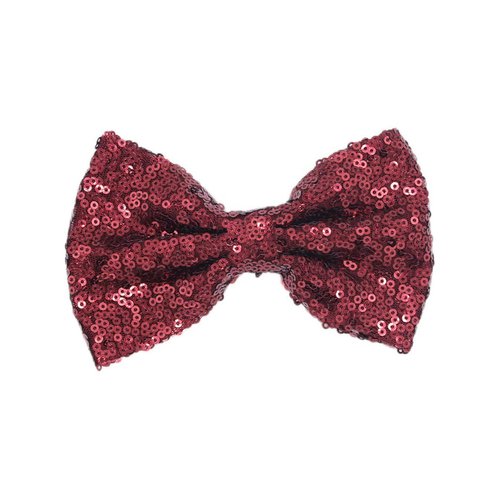 Lofruiin Girl's Lovely Fashion Bow Hairpin Sequins Hair Clip for Daily Life Travel Party Festivals (Burgundy)