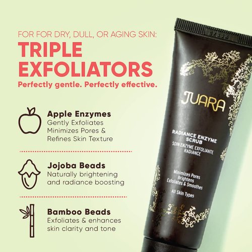 JUARA - Radiance Enzyme Scrub | Sensitive Exfoliant | Brightening Facial Cleanser | Pore Clarifier | Invigorating, 3-1 Face Wash | Cruelty Free, Paraben & Sulfate Free, Vegetarian | 2.5 oz (2 Pack)