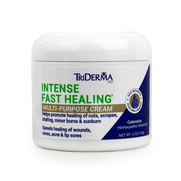 TriDerma Intense Fast Healing Cream, Decreases Healing Time for Minor Irritations, Rashes, Scrapes, Cuts 4 Ounces