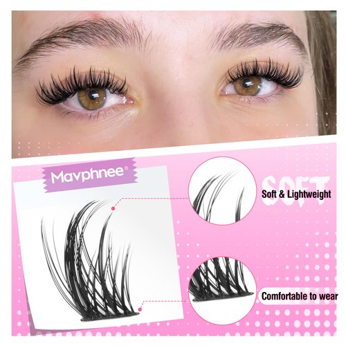 Natural Lash Clusters Spiky Eyelash Extensions Wispy Individual Lashes Manga Eyelash Individuals 120 Pcs CC Curl Cluster Eyelash Extensions 10-16MM Mixed DIY Lash Extensions by Mavphnee