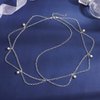 Blindery Boho Head Chain Pearl Head Jewelry Silver Headpiece Layered Hair Chain Wedding Festival Hair Accessories for Women and Girls