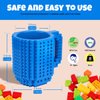 MIMAX Build-on Brick Mug with 180+ Pieces Building Blocks Toys Set for Kids Birthday (Blue-Upgrade)