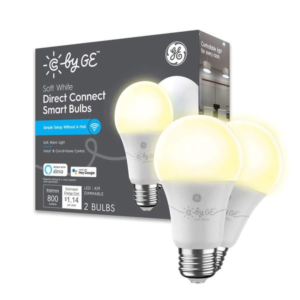 GE Lighting CYNC Smart LED Light Bulbs, Bluetooth and Wi-Fi Enabled, Alexa and Google Assistant Compatible, Soft White (2 Pack) Packaging May Vary