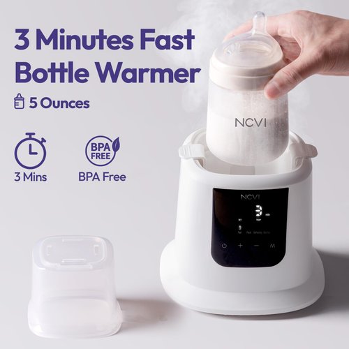 NCVI Bottle Warmer, Baby Bottle Warmer for Breastmilk, Fast Heat, Defrost and Sterilize, Milk Warmer with Timer, Temperature Control, Auto Shut-Off, Bottle Warmers for All Bottles, Breastmilk Bags