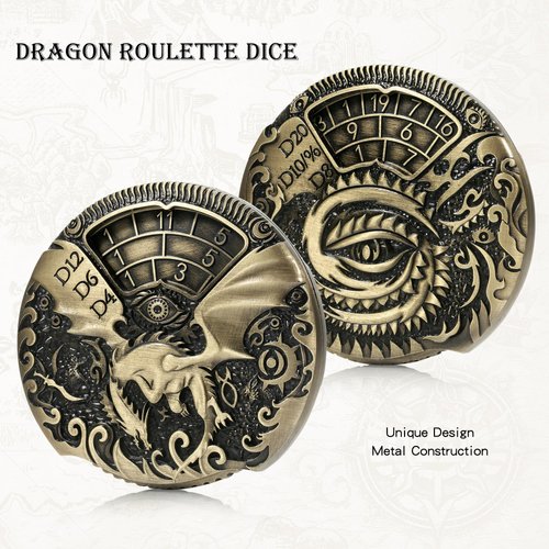 Spinner DND Dice DNDND 7-in-1 Spinner Metal D&D Dice Set with Gorgeous Gift Box for Dungeons and Dragon and Tabletop Game (Brass)