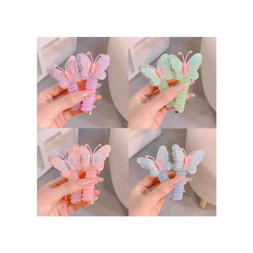 Spiral Hair Ties for Kids, Colorful Telephone Wire Hair Bands Elastic Braided Telephone Cord Hair Accessories for Little Girls, Ponytail Holders Phone Cord Coil Hair Ties (Combination 1)