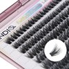 FANDIQ Cluster Lashes Extension Kit,200PCS Individual Eyelash Extension Kit 8-16MIX Fluffy DIY Lash Clusters D Curl Wisper Lashes Kit with Lash Bond and Seal Lash Tweezers for Self Use(60D)