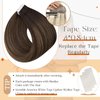 Full Shine Tape in Hair Extensions Rooted Tape in Extensions Real Human Hair 18 Inch Glue in Hair Extensions Ombre Balayage Brown Seamless Hair Extensions 20 Pcs Color 2/8/2 50 Gram