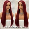 Aivilia Burgundy Lace Front Wig for Women Long Straight 99j Wine Red Synthetic Wig with HD Lace Glueless Pre-Plucked 13x4 Synthetic Lace Front Wigs