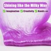 GHOBROFY Galaxy Slime 2 Pack, Stress Relief Clear Slime for Kids Education, Slime Party Favors Soft and Non Sticky Crunchy Slime for Girls and Boys, Pink