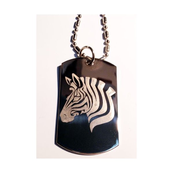 Zebra Horse Animal Logo Symbols - Military Dog Tag Luggage Tag Key Chain Metal Chain Necklace
