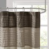 Madison Park Amherst Bathroom Shower Curtain Faux Silk Pieced Striped Modern Microfiber Bath Curtains, 72x72 Inches, Natural