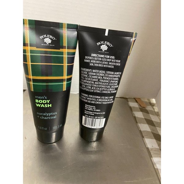 Bolero Beverly Hills Men's Body Wash Eucalyptus + Charcoal (2 EA 6.8 oz)