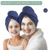 Microfiber Hair Drying Towel - 2Packs Waffle Long Hair Head Turban Wraps Terry Cloth Fast Absorbent Dry Anti Frizz Twist Plopping Curly Shower Turban for Women Wet Hair (Dark Blue)