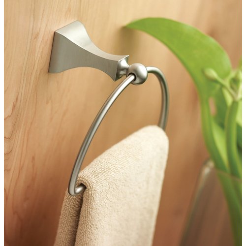 Moen Retreat Collection Brushed Nickel Bathroom Hand Towel Ring with Wall Mount Hardware, DN8386BN